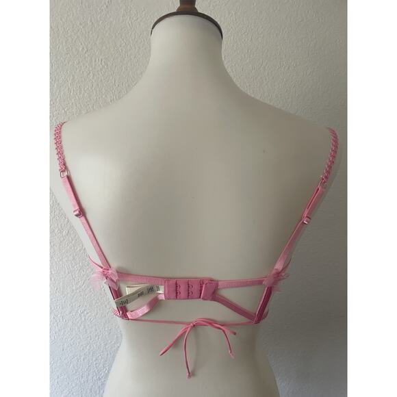 For Love & Lemons Bra Lingerie Floral Bouquet Plunge Sheer Pink - Picture 7 of 12